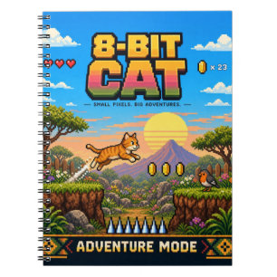 Katze, Retro-8-Bit-Pixel-Art Notizblock