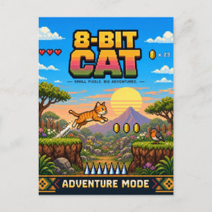 Katze, Retro-8-Bit-Pixel-Art Postkarte