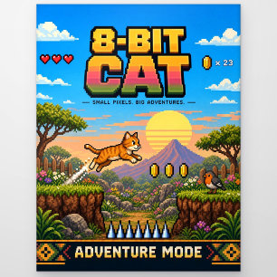 Katze, Retro-8-Bit-Pixel-Art Postkarte