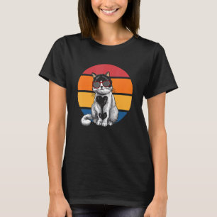 Katze Retro Sonnenuntergang Katze Sonnenuntergang  T-Shirt