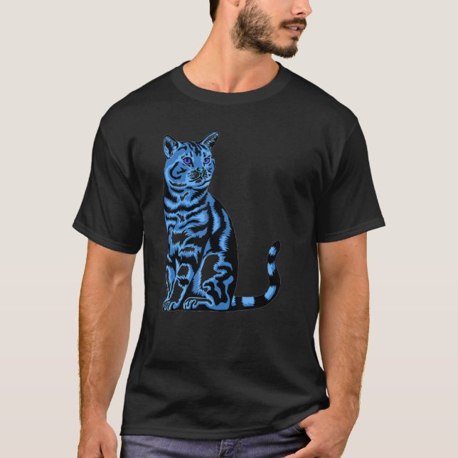Katze Retro-Stil T-Shirt (Vorderseite)