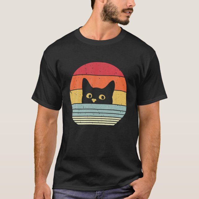 Katze. Retro-Stil T-Shirt (Vorderseite)