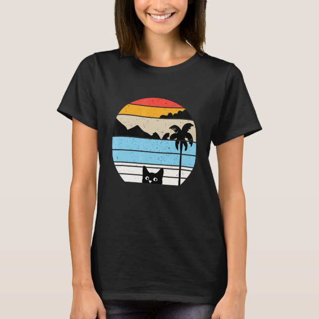 Katze Retro-Stil Tier 6 T-Shirt (Vorderseite)