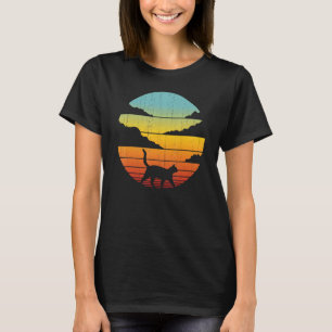 Katze Retro Vintage 60er 70er Sonnenuntergang Säug T-Shirt