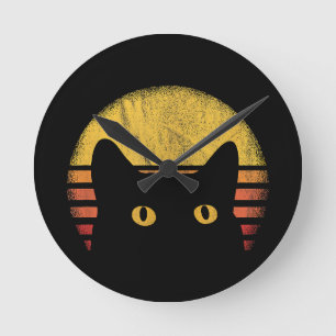 Katze Retro Vintage Runde Wanduhr