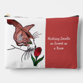 Katze riecht an duftender Rose Zubehörtasche