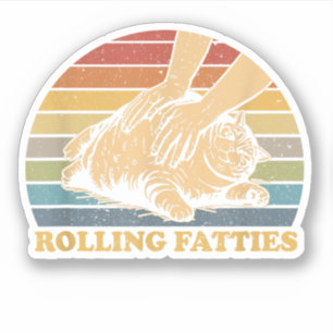 Katze rollt Fatties lustig Aufkleber