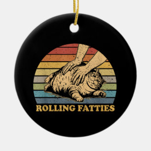 Katze rollt Fatties Lustig Keramik Ornament