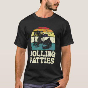 Katze rollt Fatties Sonnenuntergang Retro Kätzchen T-Shirt