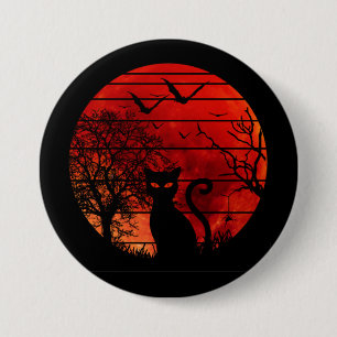 KATZE ROTER MOND NACHT SCHWARZE KATZEN LIEBHABER BUTTON
