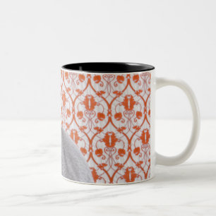 Katze (russisches Blau) und Tapetenhintergrund Zweifarbige Tasse
