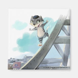 Katze rutscht Eiffelturm – Paris Quadrat Magnet 5c