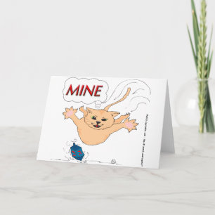 Katze s11, die auf Chanukka Dradle sich stürzt Feiertagskarte