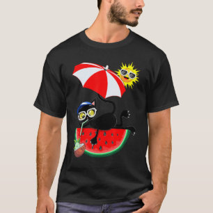 Katze & Saftige Wassermelone Sommerliche Entspannu T-Shirt
