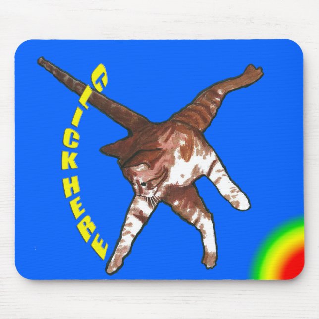 Katze sagt klicken hier! Blaue Mausunterlage Mousepad (Vorne)