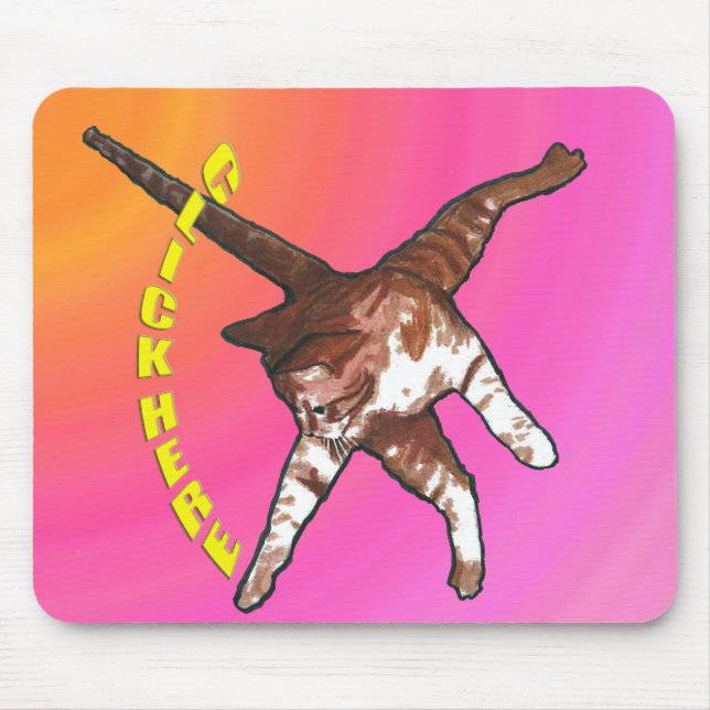 Katze sagt klicken hier! Rosa Mausunterlage Mousepad (Vorne)