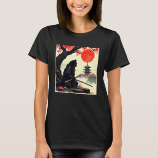Katze Samurai Blüte japanische Kunst Samurai Katze T-Shirt