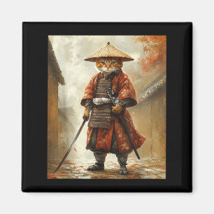 Katze Samurai Japan Japanisch Lustig Grafik Magnet