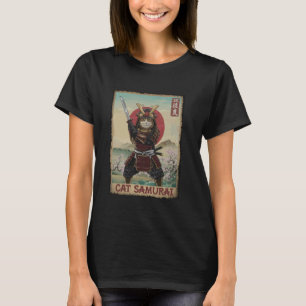 Katze Samurai japanische Kultur Kunst T-Shirt