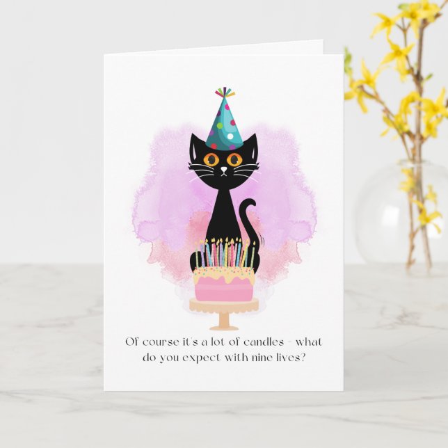 Katze | Sarcastic Party Hat Cat Funny Birthday Car Karte (Gelbe Blume)