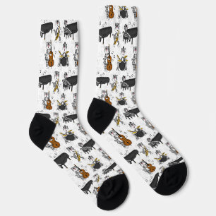 Katze Saxophon Klavier Bass Schlagzeug Jazz Musike Socken