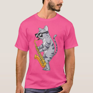 Katze Saxophon Saxophon Saxophon Saxophonist Jazz T-Shirt