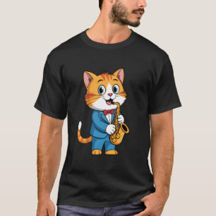 Katze Saxophonist spielt Saxophon Kätzchen Katze M T-Shirt