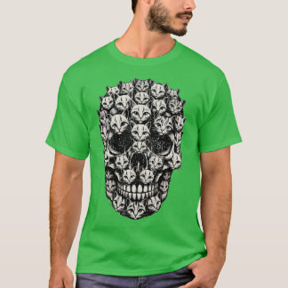 Katze Schädel Retro T-Shirt