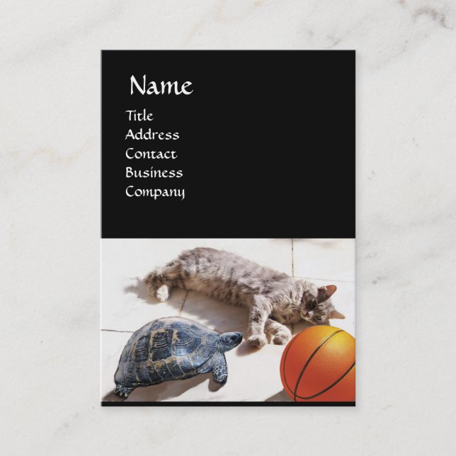 KATZE, SCHALTFLÄCHE UND BASKETBALL VISITENKARTE (Vorderseite)