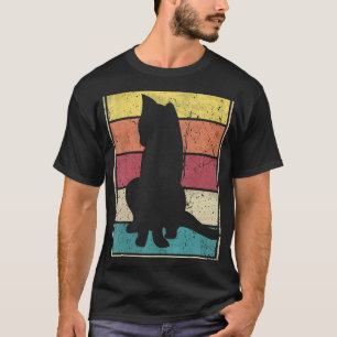 Katze Schatten Retro Vintage Mit Klassischen Strei T-Shirt