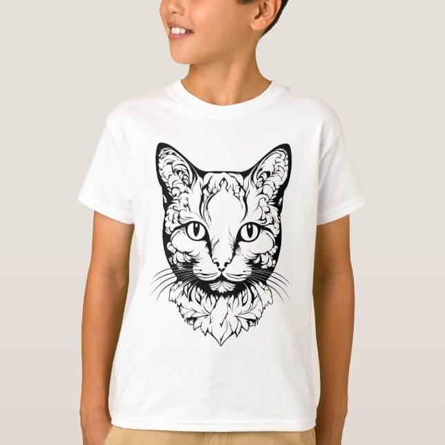 Katze - Scherenschnitt T-Shirt (Vorderseite)