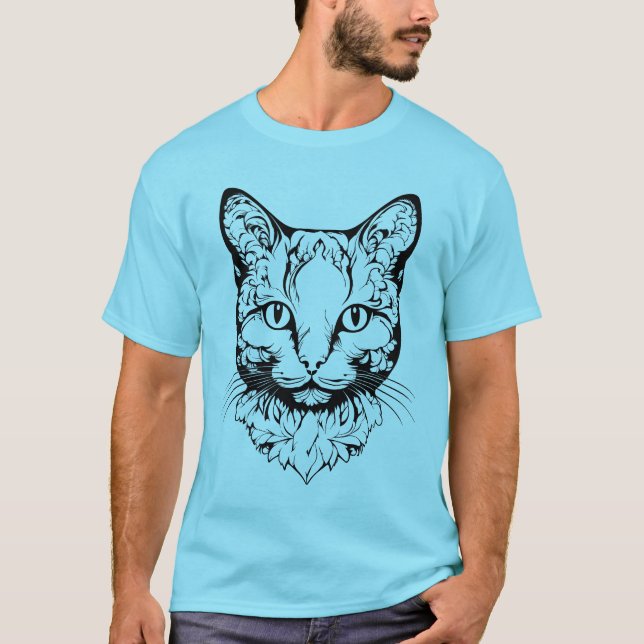 Katze - Scherenschnitt T-Shirt (Vorderseite)