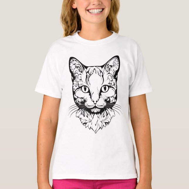 Katze - Scherenschnitt T-Shirt (Vorderseite)