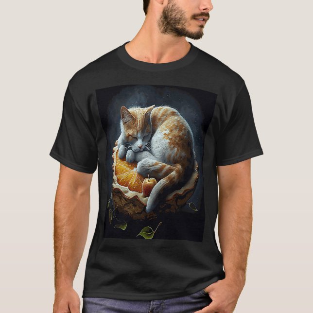 Katze Schlaf Apfelkuchen T-Shirt (Vorderseite)