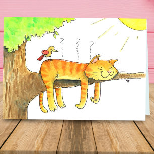 Katze schläft in der Sonne Gruß Karte