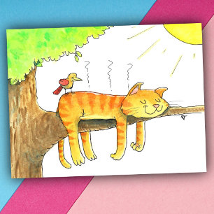 Katze schläft in der Sonne Postkarte