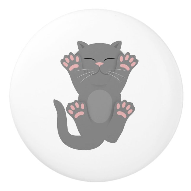 Katze schläft keramikknauf (Vorderseite)