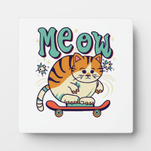 Katze Schlittschuhfahren Meow Fotoplatte