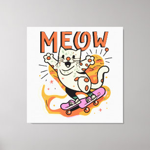 Katze Schlittschuhfahren Meow Leinwanddruck
