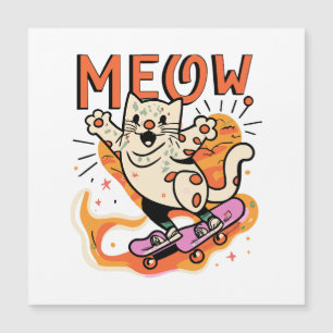 Katze Schlittschuhfahren Meow Magnetkarte