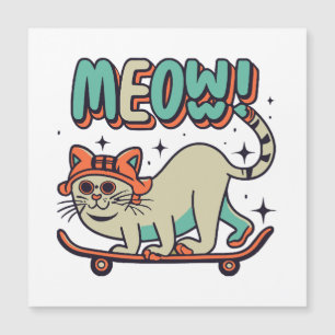 Katze Schlittschuhfahren Meow Magnetkarte