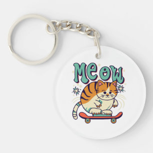 Katze Schlittschuhfahren Miau Schlüsselanhänger
