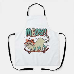 Katze Schlittschuhfahren Miauen Schürze