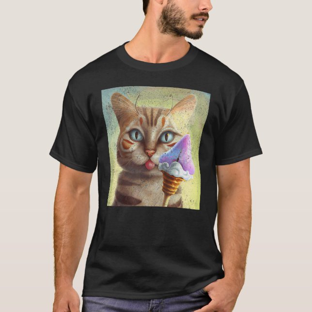 Katze Schmetterling Eiscreme T-Shirt (Vorderseite)