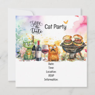 Katze  Schnurrend Verrückte Katzenparty Einladung