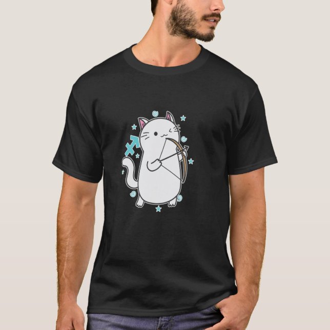 Katze Schütze Sternzeichen T-Shirt (Vorderseite)