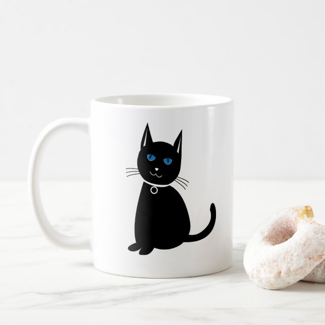 Katze Schwarze Katze  Kaffeetasse (Mit Donut)