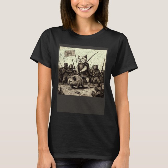 Katze-Schwein-Krieg T-Shirt (Vorderseite)