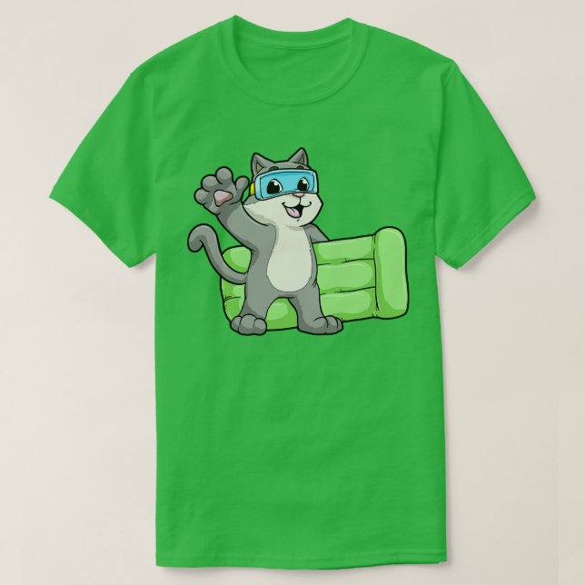 Katze Schwimmen mit Schwimmbrille 1 T-Shirt (Design vorne)