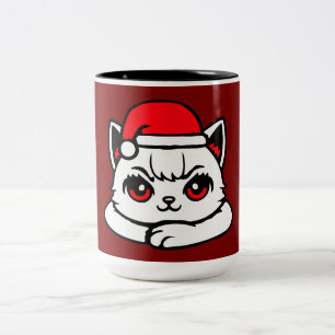 Katze Selbstsichere Weihnachtsmannmütze Verschränk Zweifarbige Tasse
